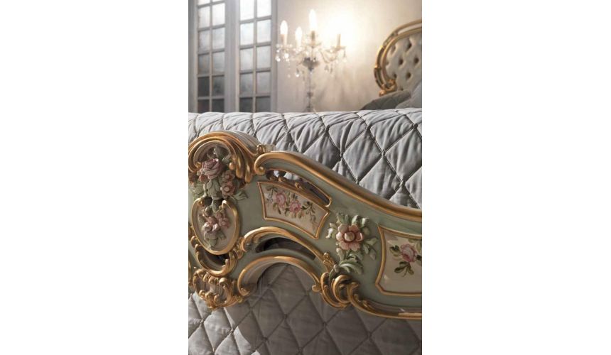 Queen and King Sized Beds Luxurious Mint and Cream Master Bed from our European hand painted furniture collection. 7142