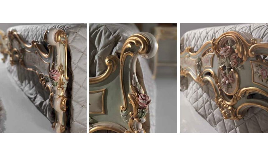 Queen and King Sized Beds Luxurious Mint and Cream Master Bed from our European hand painted furniture collection. 7142