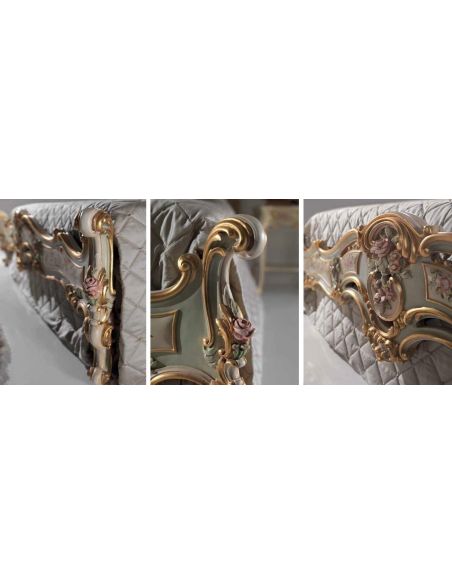 Queen and King Sized Beds Luxurious Mint and Cream Master Bed from our European hand painted furniture collection. 7142
