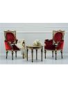 CHAIRS, Leather, Upholstered, Accent High End Scarlet Armchairs and Side Table from our European hand painted furniture colle...