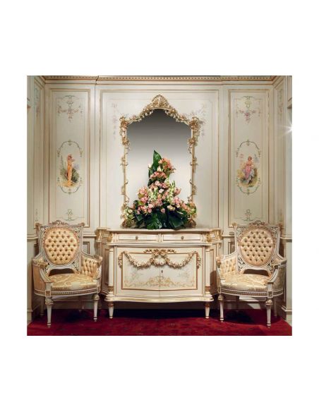 Southern Belle Armchairs and Sideboard Set from our European hand painted furniture collection. 7235