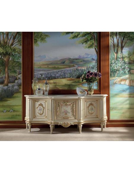 Elegant Ivory and Golden Sideboard from our European hand painted furniture collection. 7236