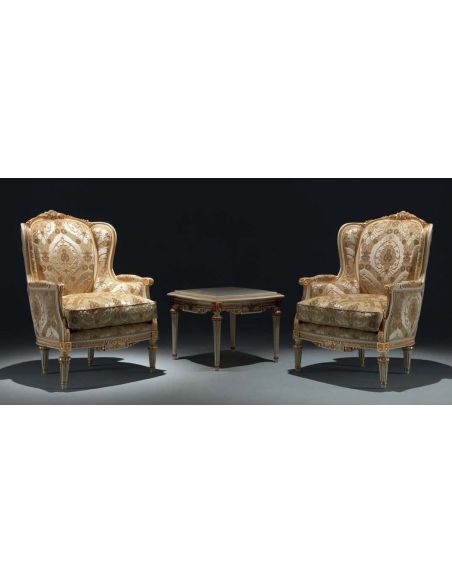 High End Detailed Armchairs and Table Set from our European hand painted furniture collection. 7247