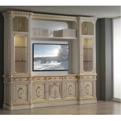 Entertainment Centers, TV Consoles, Pop Ups Angelic Cream and Golden TV Unit from our European hand painted furniture collect...