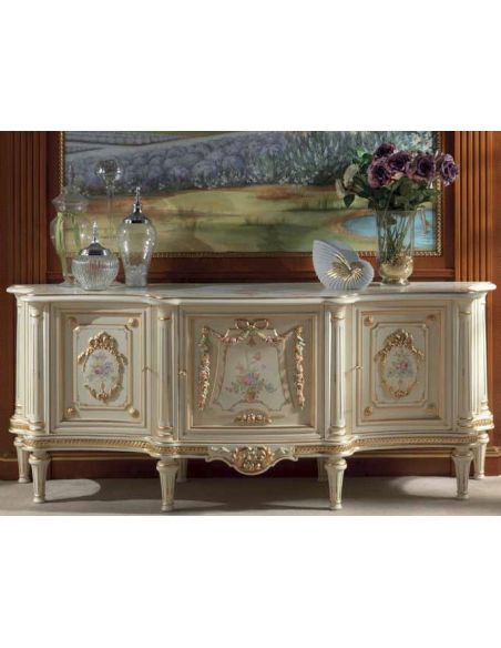 High End Floral and Cream Sideboard from our European hand painted furniture collection. 7266
