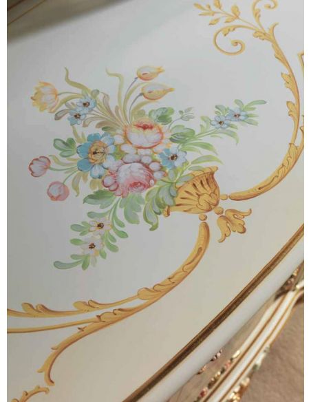 Breakfronts & China Cabinets High End Floral and Cream Sideboard from our European hand painted furniture collection. 7266