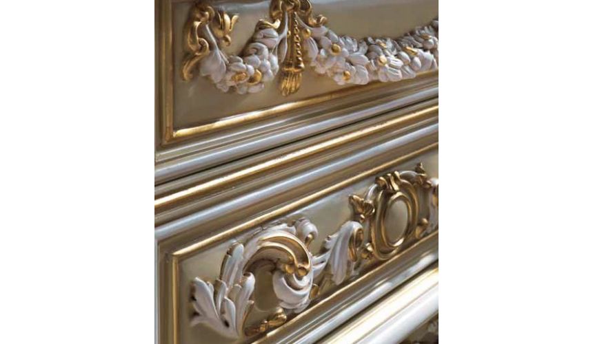 Breakfronts & China Cabinets Deluxe Golden Chest of Drawers and Mirror from our European hand painted furniture collection. 7149