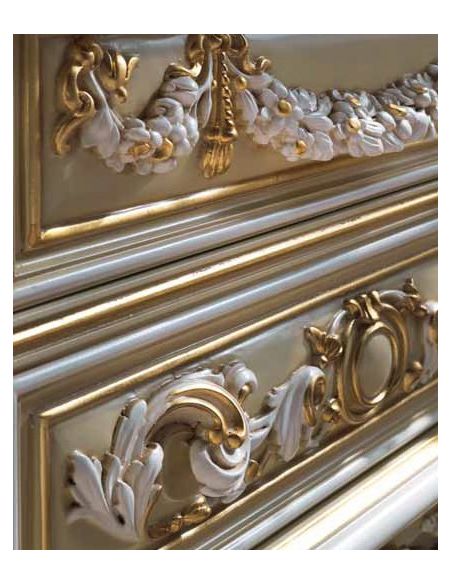 Breakfronts & China Cabinets Deluxe Golden Chest of Drawers and Mirror from our European hand painted furniture collection. 7149