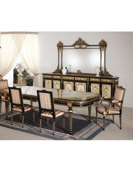 Luxurious Black and Beige Dining Set from our European hand painted furniture collection. 7267