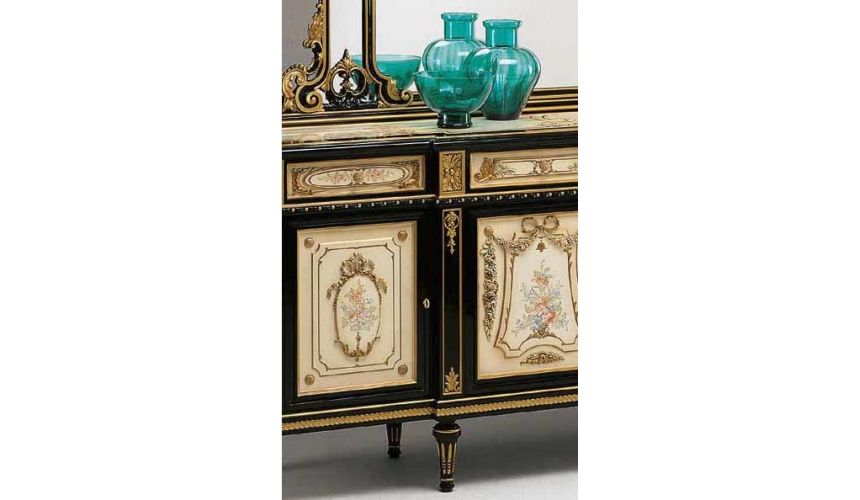 Breakfronts & China Cabinets Luxurious Black and Beige Dining Set from our European hand painted furniture collection. 7267