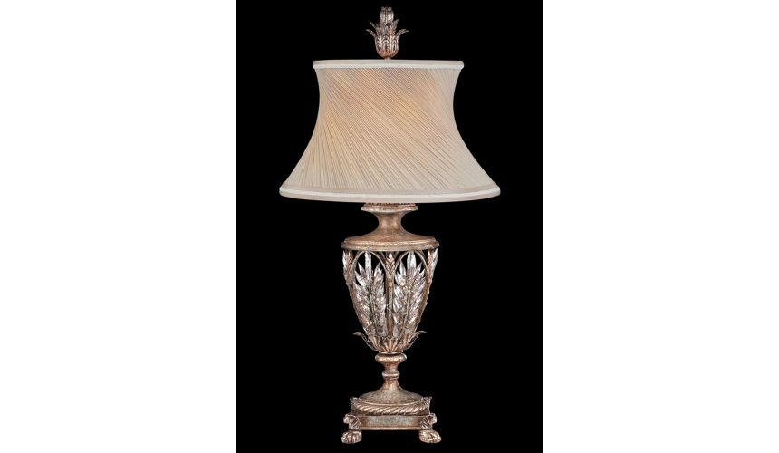 Lighting Exquisite table lamp of steel in warm antiqued silver finish