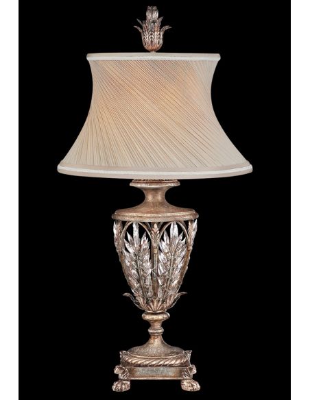 Exquisite table lamp of steel in warm antiqued silver finish