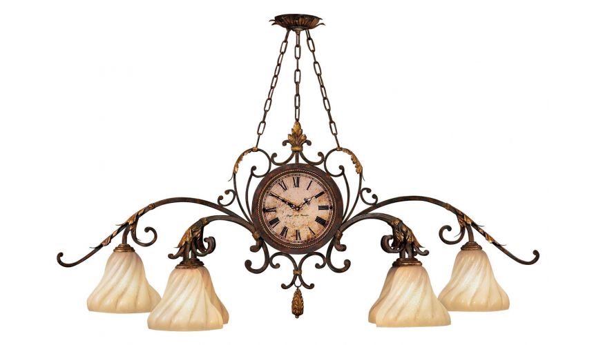Lighting Oblong chandelier in warm antiqued gold finish