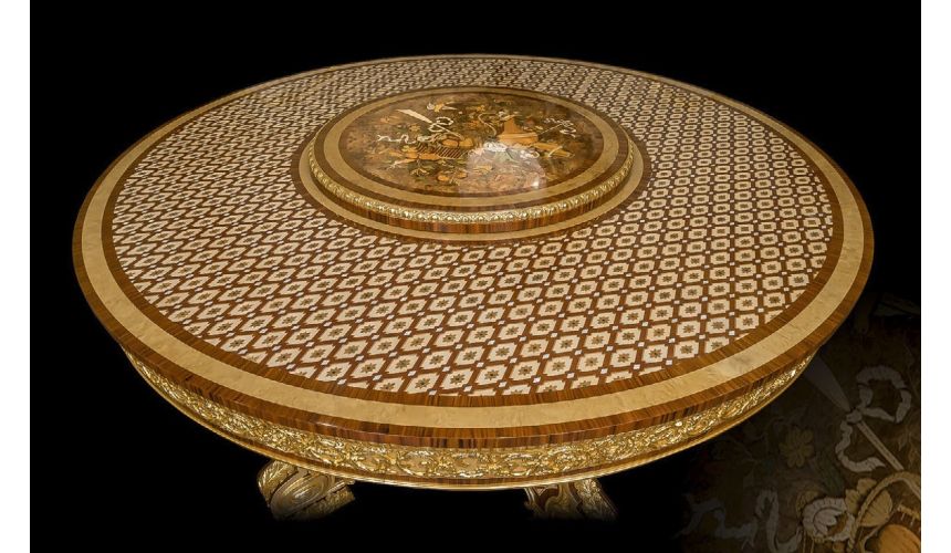 Dining Tables Gorgeous Chocolate Gold Patterned Dining Table from our furniture showpiece collection. 7335