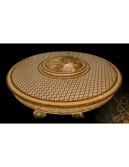 Dining Tables Gorgeous Chocolate Gold Patterned Dining Table from our furniture showpiece collection. 7335