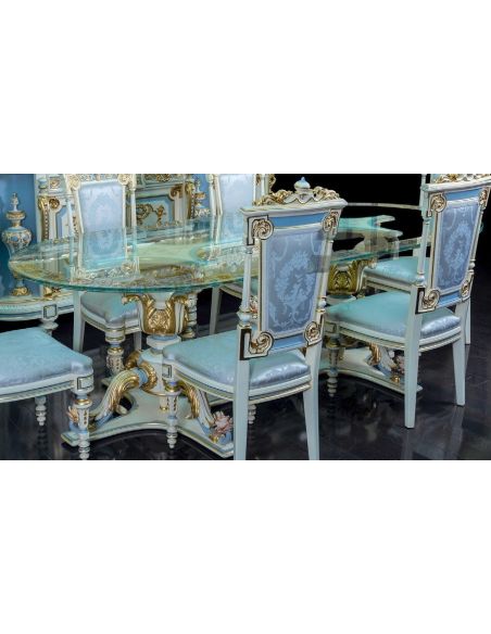 Dining Tables Elegantly Detailed Looking Glass Dining Table from our furniture showpiece collection. 7345