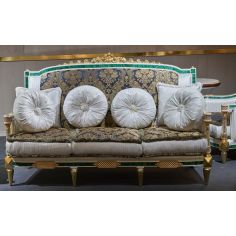 SOFA, COUCH & LOVESEAT Luxuriously Detailed Sapphire and Golden Sofa from our furniture showpiece collection. 7362