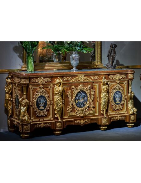 Deluxe Golden Detailed Writing Desk with Oval Paintings from our furniture showpiece collection. 7371
