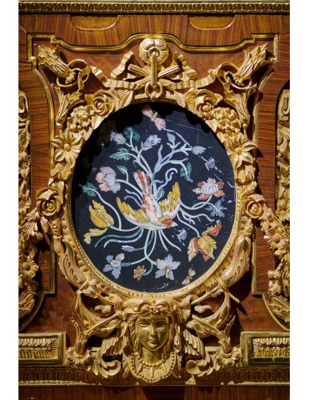 Breakfronts & China Cabinets Deluxe Golden Detailed Writing Desk with Oval Paintings from our furniture showpiece collection....