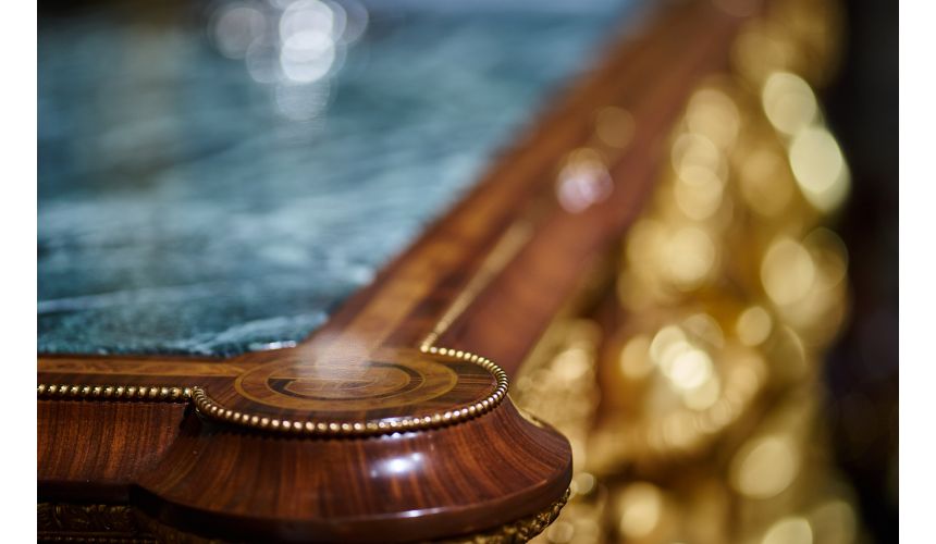 Breakfronts & China Cabinets Deluxe Golden Detailed Writing Desk with Oval Paintings from our furniture showpiece collection....