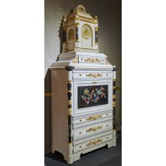 Breakfronts & China Cabinets Deluxe White and Black Cabinet with Tropical Detailing from our furniture showpiece collection. ...