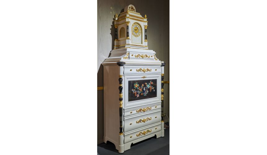 Breakfronts & China Cabinets Deluxe White and Black Cabinet with Tropical Detailing from our furniture showpiece collection. ...