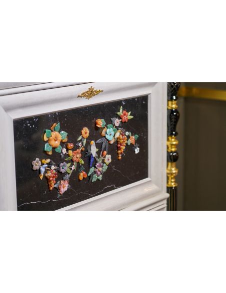 Breakfronts & China Cabinets Deluxe White and Black Cabinet with Tropical Detailing from our furniture showpiece collection. ...