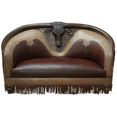 SETTEES, CHAISE, BENCHES High End Western Bull Sofa from our handcrafted Wild West furniture collection. 7383