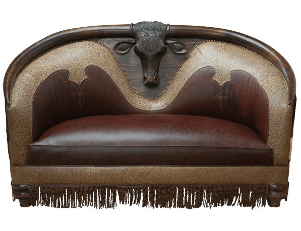SETTEES, CHAISE, BENCHES High End Western Bull Sofa from our handcrafted Wild West furniture collection. 7383