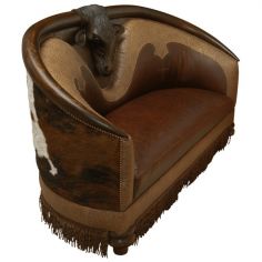 SETTEES, CHAISE, BENCHES High End Western Bull Sofa from our handcrafted Wild West furniture collection. 7383 2