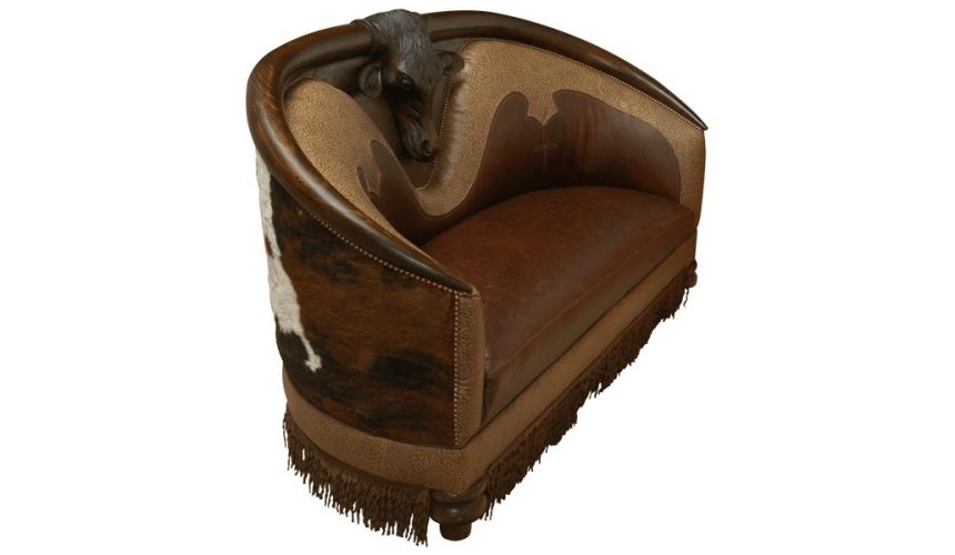 SETTEES, CHAISE, BENCHES High End Western Bull Sofa from our handcrafted Wild West furniture collection. 7383