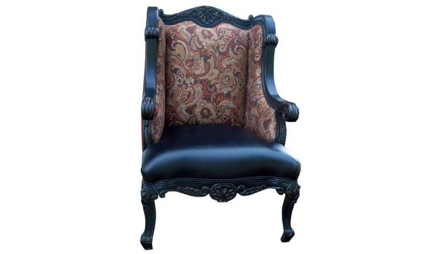 CHAIRS, Leather, Upholstered, Accent Elegant Western Nightfall Wingback Chair from our handcrafted Wild West furniture collec...