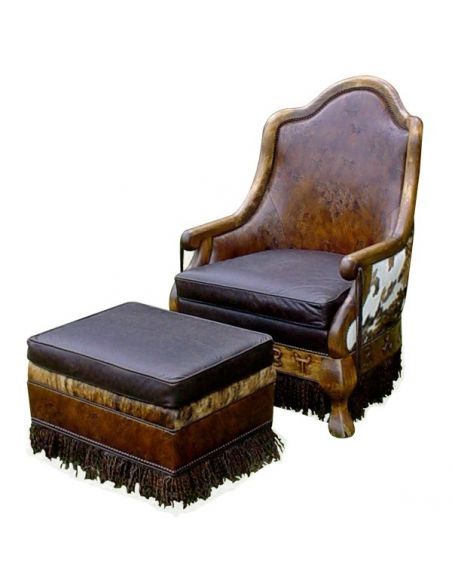 Luxe Western Styled Armchair with Ottoman from our handcrafted Wild West furniture collection. 7400