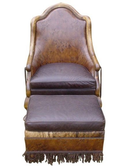 CHAIRS, Leather, Upholstered, Accent Luxe Western Styled Armchair with Ottoman from our handcrafted Wild West furniture colle...