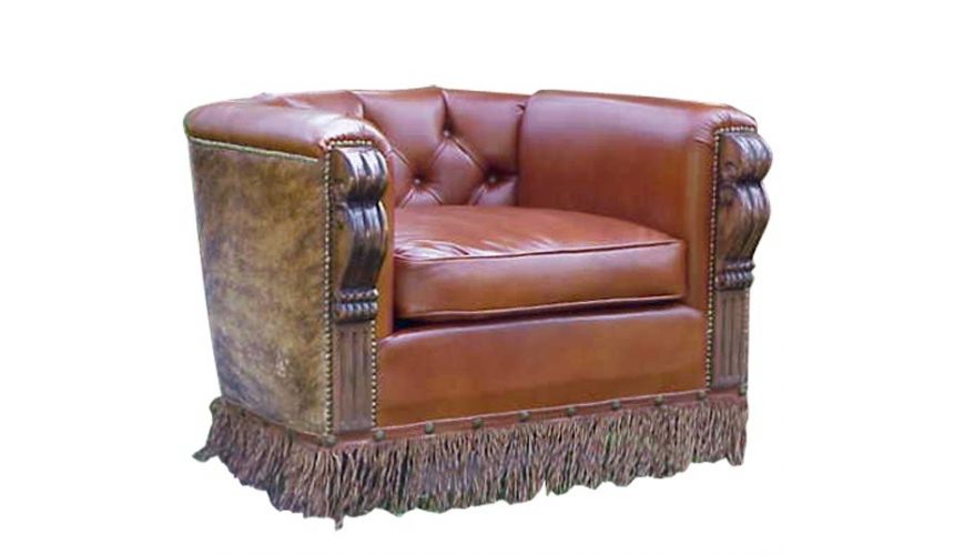 CHAIRS, Leather, Upholstered, Accent Elegantly Detailed Horseshoe Armchair from our handcrafted Wild West furniture collectio...