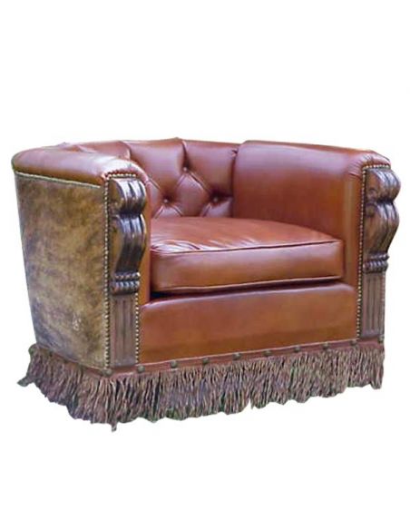 CHAIRS, Leather, Upholstered, Accent Elegantly Detailed Horseshoe Armchair from our handcrafted Wild West furniture collectio...