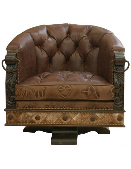 Gorgeously Detailed Rustic Leather Chair from our handcrafted Wild West furniture collection. 7404