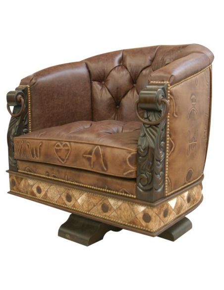 CHAIRS, Leather, Upholstered, Accent Gorgeously Detailed Rustic Leather Chair from our handcrafted Wild West furniture collec...