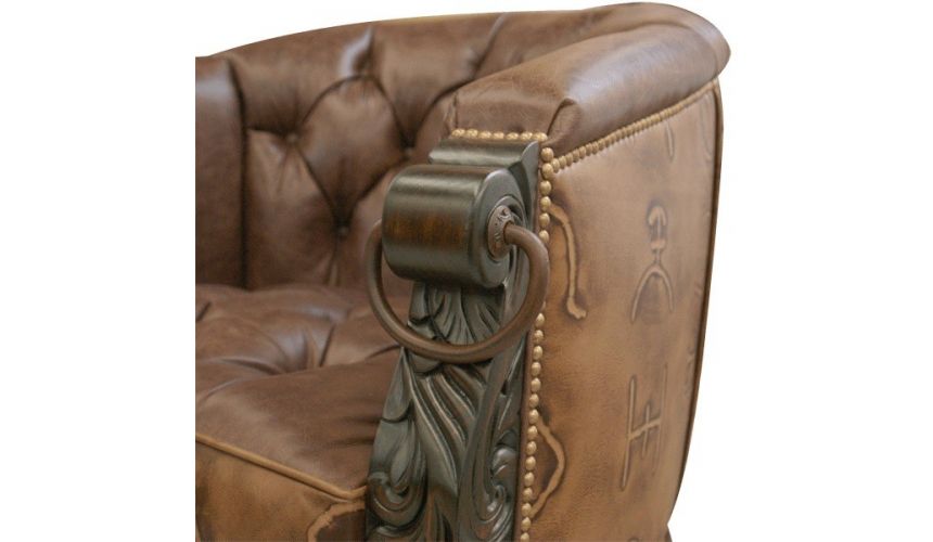 CHAIRS, Leather, Upholstered, Accent Gorgeously Detailed Rustic Leather Chair from our handcrafted Wild West furniture collec...