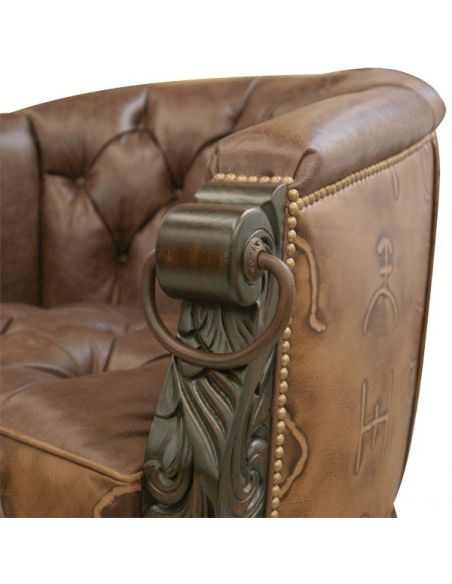 CHAIRS, Leather, Upholstered, Accent Gorgeously Detailed Rustic Leather Chair from our handcrafted Wild West furniture collec...
