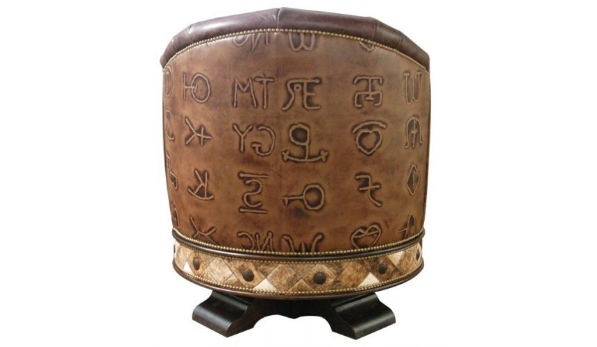 CHAIRS, Leather, Upholstered, Accent Gorgeously Detailed Rustic Leather Chair from our handcrafted Wild West furniture collec...