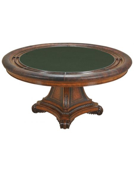 Hand Carved Aged Regency Finished Game Table.