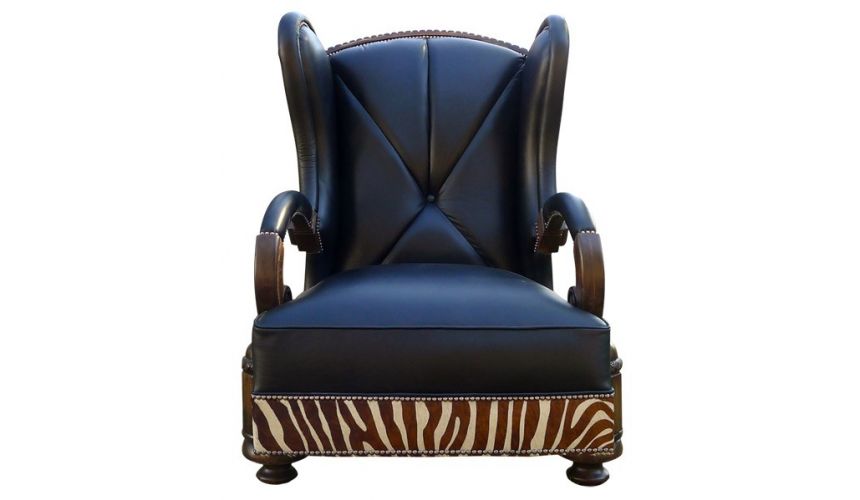 CHAIRS, Leather, Upholstered, Accent Deluxe La Kesara Kingdom Armchair from our handcrafted Wild West furniture collection. 7405