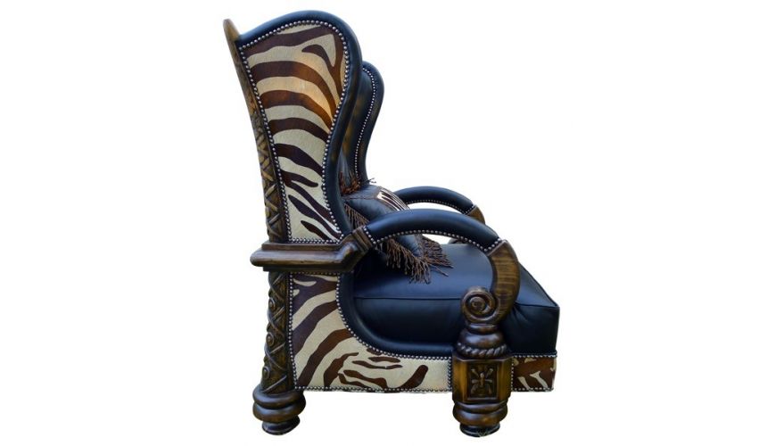 CHAIRS, Leather, Upholstered, Accent Deluxe La Kesara Kingdom Armchair from our handcrafted Wild West furniture collection. 7405