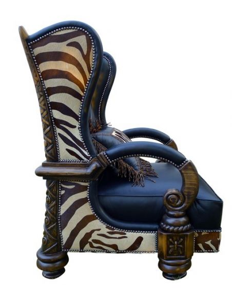 CHAIRS, Leather, Upholstered, Accent Deluxe La Kesara Kingdom Armchair from our handcrafted Wild West furniture collection. 7405