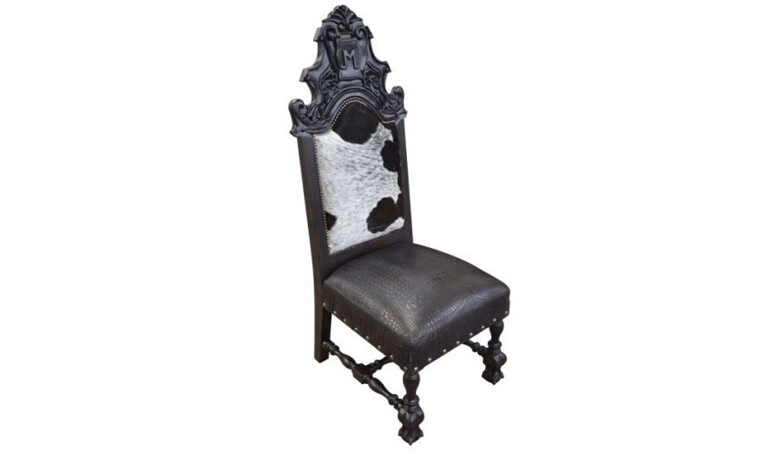 Dining Chairs Elegant Black and White Western Dining Chair from our handcrafted Wild West furniture collection. 7408