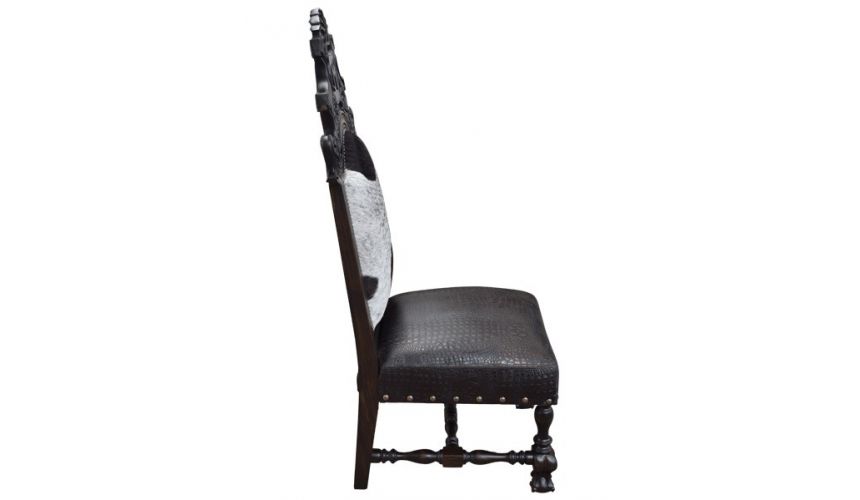Dining Chairs Elegant Black and White Western Dining Chair from our handcrafted Wild West furniture collection. 7408