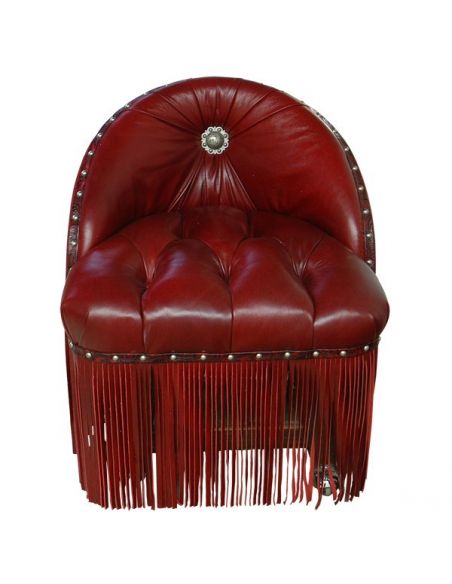 Luxurious Fringe Dripping Red Chair from our handcrafted Wild West furniture collection. 7411