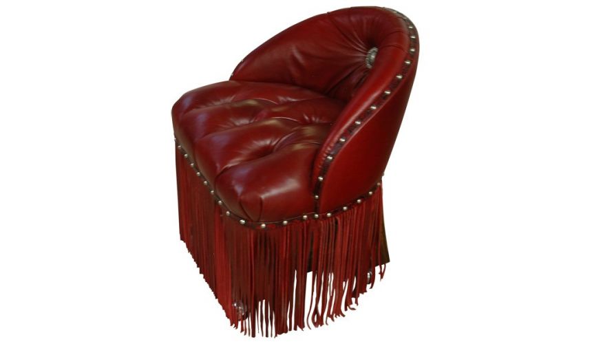CHAIRS, Leather, Upholstered, Accent Luxurious Fringe Dripping Red Chair from our handcrafted Wild West furniture collection....