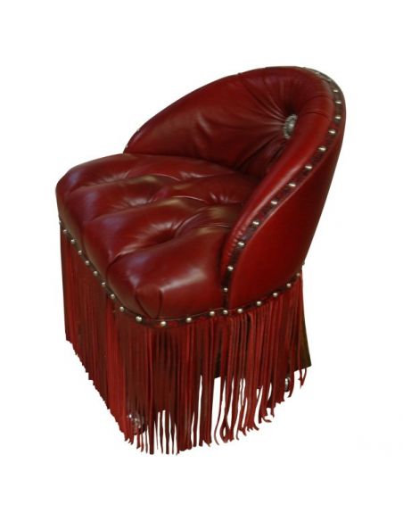 CHAIRS, Leather, Upholstered, Accent Luxurious Fringe Dripping Red Chair from our handcrafted Wild West furniture collection....